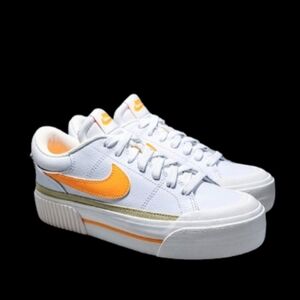 Nike Court Legacy Lift Platform Womens White Laser Orange Team Gold